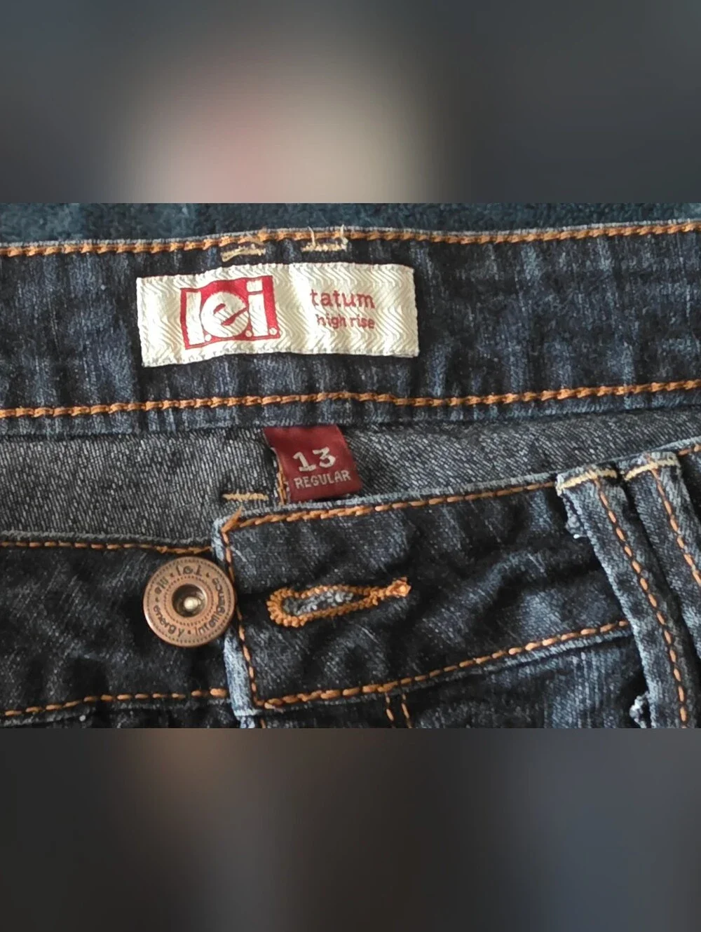 lei Women's Dark Blue Denim Jean Shorts with Button Fly